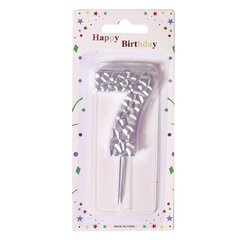 
          Свеча для торта Alingar, 5-6 см, на пике, "Цифра 7", цвет серебро, блистер с европодвесом