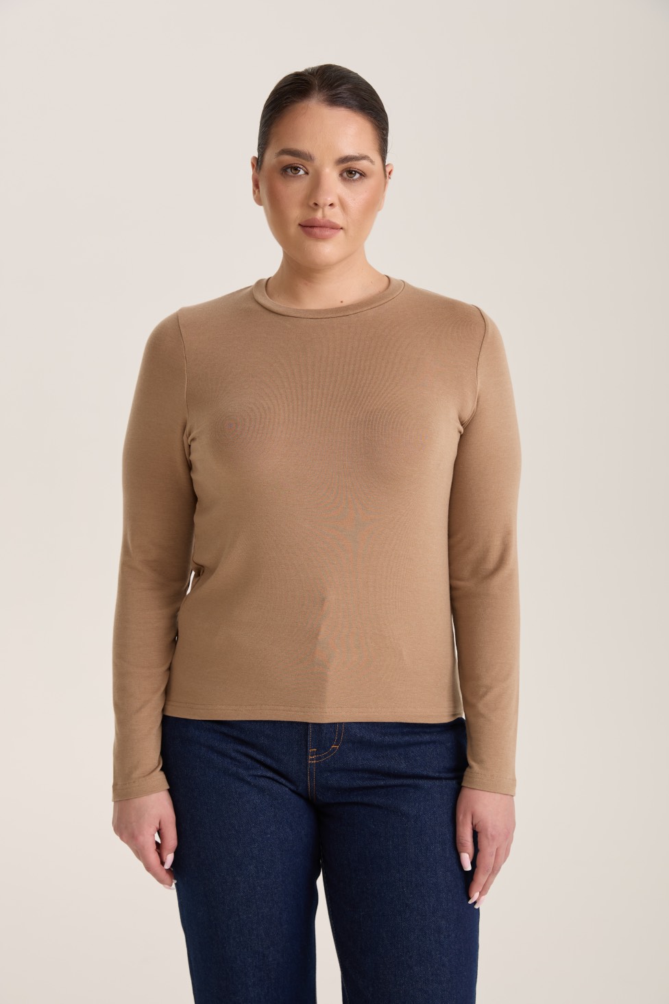 Лонгслив с шерстью мериноса, кэмел
