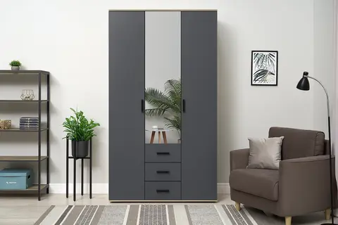 Шкаф 3-х створчатый Вегас ШК-08 дуб каньон / графит