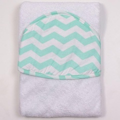 Полотенце-уголок топотушки М5-7 махра 100*75 см зиг-заг бирюзовый