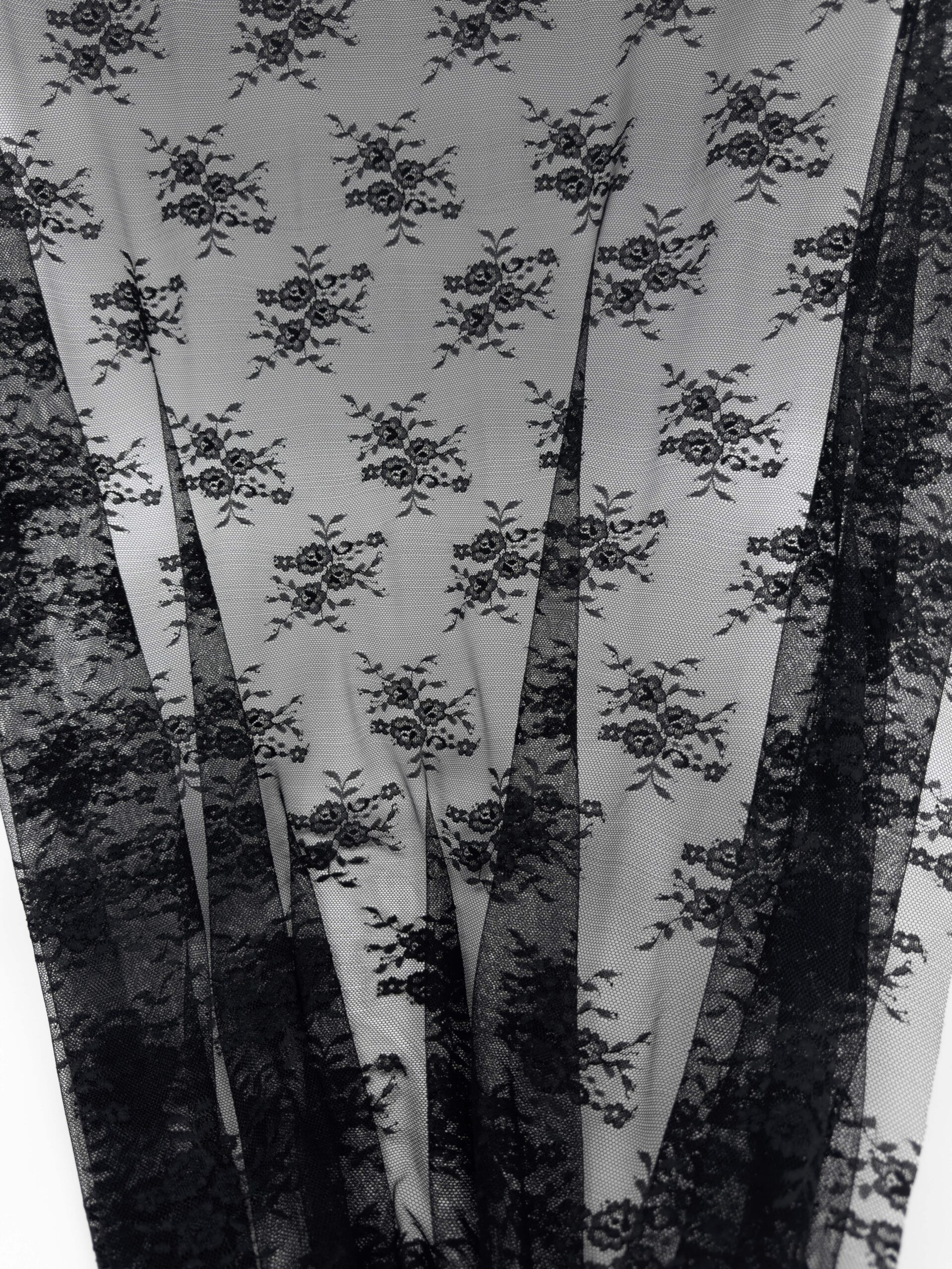 Гипюр эластичный черный ширина 150 см мягкий ОТРЕЗЫ