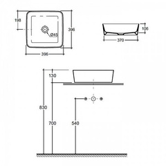 Умывальник накладной Плаза 40 ФС