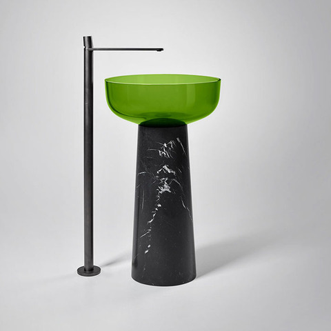 Antonio Lupi Albume ALBUME10 Lime/cr Раковина накладная, круглая Ø48см, без отв. под смес, без перелива, с д/клапаном (хром), мат-л: Cristalmood, цвет: Lime