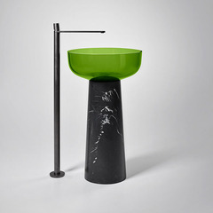 Antonio Lupi Albume ALBUME10 Lime/cr Раковина накладная, круглая Ø48см, без отв. под смес, без перелива, с д/клапаном (хром), мат-л: Cristalmood, цвет: Lime фото