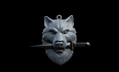 Силиконовый молд Амулет Волк с кинжалом малый