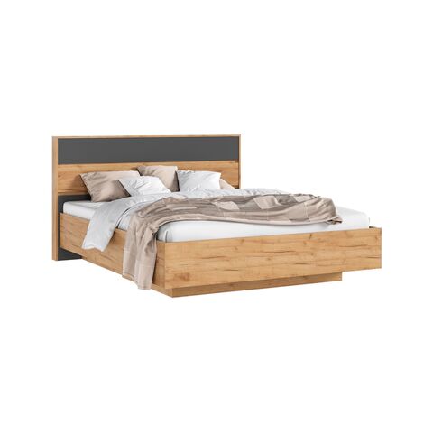 С/Г Роджинамиф Кровать парящая 1,6м (ортопед дерево) с подсветкой (Графит/Дуб Крафт, Дуб Крафт)