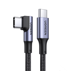 Кабель  UGREEN USB-C 2.0 to Angled USB-C Cable Aluminium Shell with Braided 1м угловой черный US334