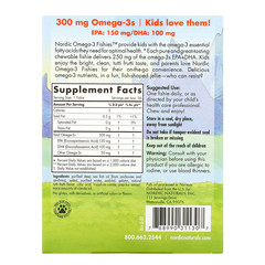 Nordic Naturals, Рыбки Nordic Omega-3 со вкусом тутти-фрутти для детей в возрасте от 2 лет, 300 мг, 36 рыбок