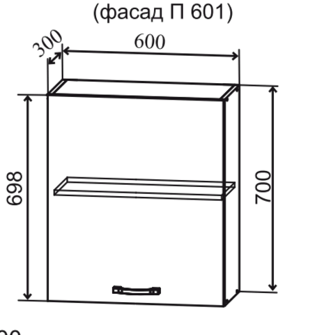 Кухня Квадро шкаф верхний 600 с 1-ой дверцей