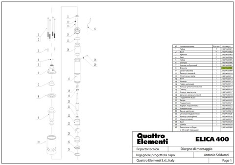 Фланец QUATTRO ELEMENTI ELICA 400 обоймы (246-968-008)