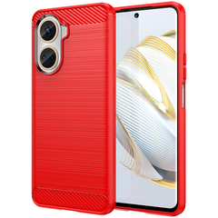 Мягкий защитный чехол красного цвета в стиле карбон на Huawei Nova 10SE 4G, серия Carbon от Caseport