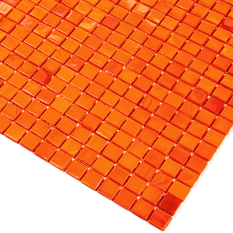 NN105 Мозаика одноцветная чип 15 стекло Alma Mono Color оранжевый квадрат глянцевый перламутр