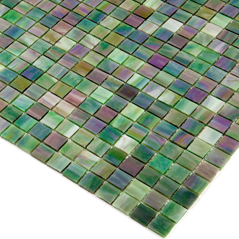 SM20 Мозаика одноцветная чип 15 стекло Alma Mono Color зеленый квадрат глянцевый перламутр