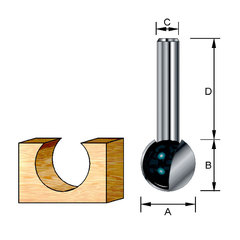 Шаровидная фреза 15,9х32х15,9х8 мм D-10958