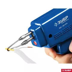 ЗУБР 150 Вт, в наборе: нагрев 6 сек., канифоль, припой, 2 сменных жала, импульсный паяльник, Профессионал (55412-H4)