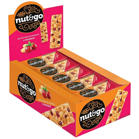 Батончик с арахисом и клюквой 'Nut N Go', 756г (18шт х 42г)