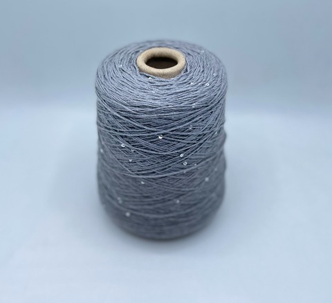 Бобинная пряжа (пр.Италия).art-Paillettes 300/100гр, 100%Меринос+пайетка, цвет-Серый, арт.27606