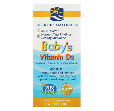 Nordic Naturals, Витамин D3 для детей, 400 МЕ, 11 мл (0,37 жидк. унции)