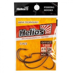 Купить рыболовный крючок офсетный Helios №4/0 цвет BN (5 шт) HS-1205-4/0