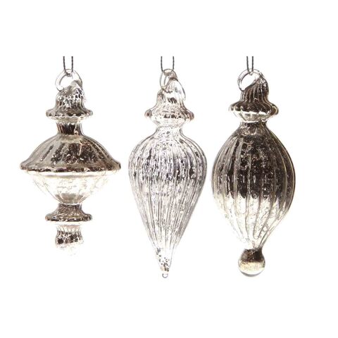 НАБОР ЕЛОЧНЫХ ИГРУШЕК ANTIQUE SILVER 3 ШТ
