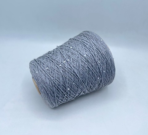 Бобинная пряжа (пр.Италия).art-Paillettes 300/100гр, 100%Меринос+пайетка, цвет-Серый, арт.27606