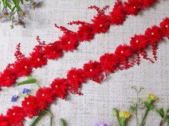 Кружево плетёное, ш. 8,5 см, красный