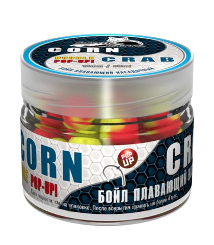 Бойлы насад. плав. двух цв. Sonik Baits CORN-CRAB Fluo Pop-ups 14мм 90мл