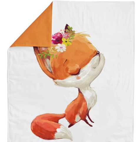 Панель(купон) лисичка с цветами на голове-75*100 см(Турция)
