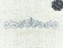 Термоаппликация орнамент люрекс пайетки, р. 19,5х3,5 см, серебро