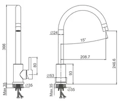 Смеситель для кухни BELZ B70810-3 нержавеющая сталь, графит