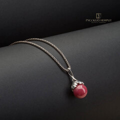 Кулон "Лист Гинкго" с родонитом.