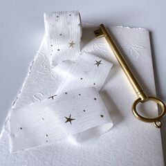 Лента шифон со звездами (4,0см*5м), Белый