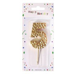 
          Свеча для торта Alingar, 5-6 см, на пике, "Цифра 5", цвет золото, блистер с европодвесом