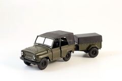 UAZ-469 with trailer khaki Agat Mossar Tantal 1:43