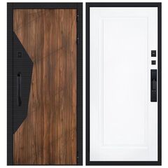 Купить Входная дверь Сапсан шагрень чёрная дуб старый ПВХ белый матовый с электронным замком