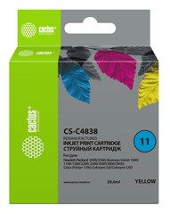 Картридж струйный Cactus CS-C4838 №11 желтый (29мл) для HP BIJ 1000, 1100, 1200, 2200, 2300, 2600, 2800