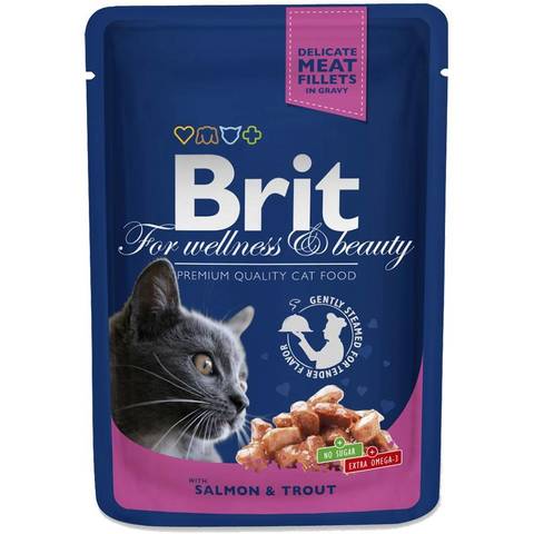 Brit Premium пауч для кошек (лосось и форель) 100г