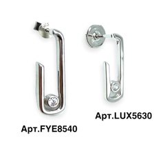 LUX5630- Серебряные серьги Move lux без вставок на основной части
