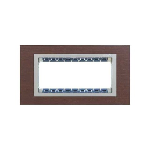 Рамка на 1 пост - 5 модулей. Цвет Венге / алюминий. Simon 82 Centralizaciones. 82957-65