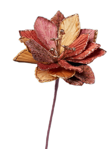 Веточка амараллиса 18х30см ChristmasDeLuxe розовое золото