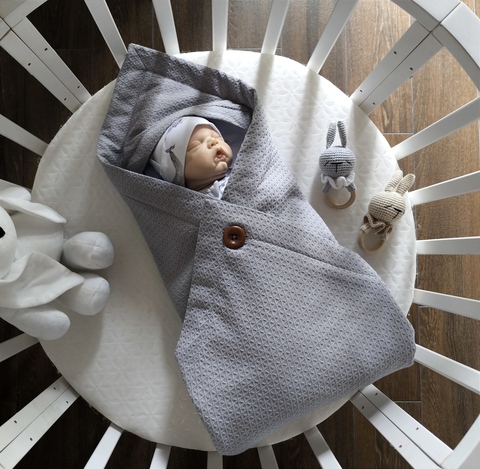 Летний комплект для новорожденного 3 предмета, рост 56, 100% хлопок, цвет серый, MAMINY ZAPISKY