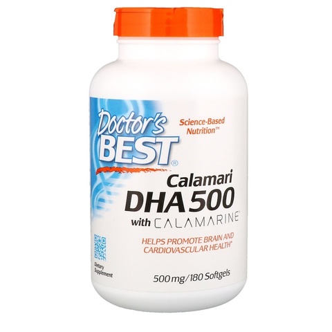 Doctor's Best, ДГК 500 из кальмаров с каламарином, 500 мг, 180 мягких капсул