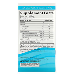 Nordic Naturals, Ultimate Omega, вкус лимона, 1,280 мг, 180 мягких капсул