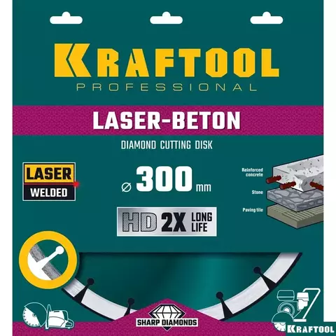 KRAFTOOL LASER-UNIVERSAL 300 мм (25.4/20 мм, 10х3.2 мм ), Алмазный диск (36686-300)