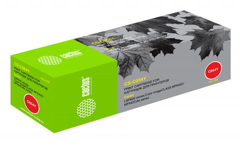 Картридж лазерный Cactus CS-C054Y 054 Y желтый (1200стр.) для Canon LBP 621Cw, 623Cdw, 641Cw, 643Cdw