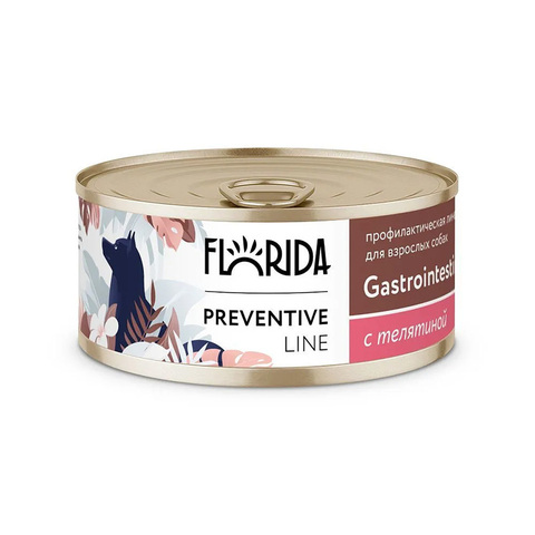 Влажный корм Florida Gastrointestinal, для собак, при заболевании ЖКТ, с телятиной, 100 г