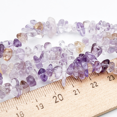 Аметист+кварц крошка бусины, размер около 4-8 мм, цена за нить 38 см