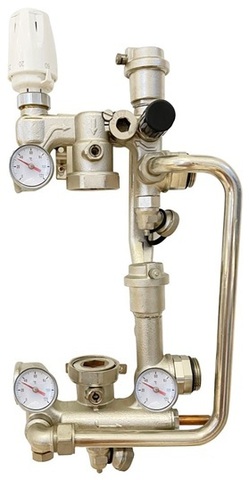 Rommer RDG-0120-008000 насосно-смесительный узел с термоголовкой, перепускным клапаном и байпасом