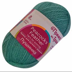 Пряжа "Пушинка", 50% шерсть, 50% козий пух, 50 гр. - 225 м, дымчато-бирюзовый