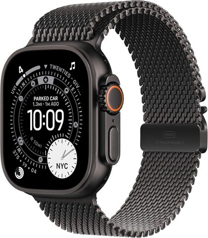 Умные часы Apple Watch Ultra 3 49 мм черный титан, миланский сетчатый браслет черного цвета (L)